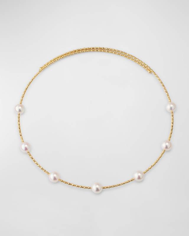 18K Yellow Gold Sparkle Akoya Pearl Choker Necklace